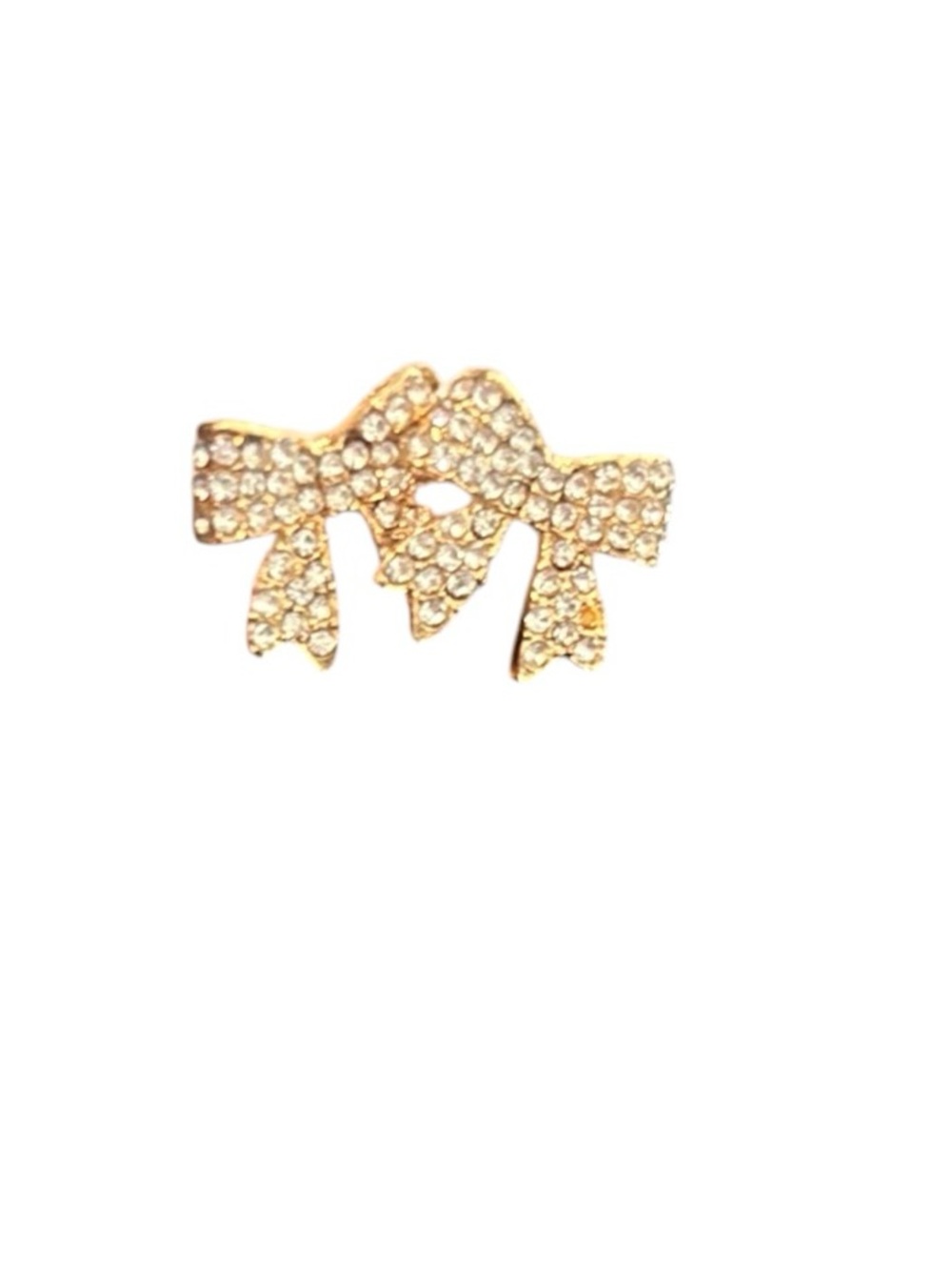 Gold Bow Crystal Accent Women's Stud Earrings